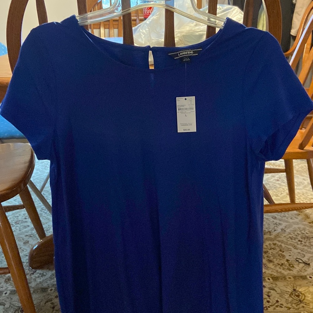 Lands end rich sapphire shirt. Sheer bottom half of back